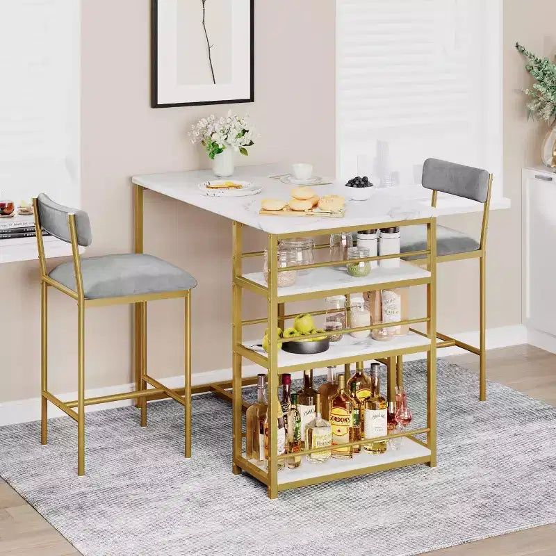 Bar Stools Set of , Upholstered Barstools with Metal Legs, Footrest & Backrest, PU Seat, Kitchen Height Chairs