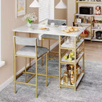 Bar Stools Set of , Upholstered Barstools with Metal Legs, Footrest & Backrest, PU Seat, Kitchen Height Chairs