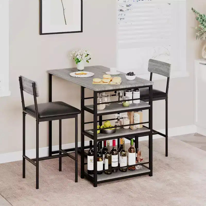 Bar Stools Set of , Upholstered Barstools with Metal Legs, Footrest & Backrest, PU Seat, Kitchen Height Chairs