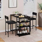 Bar Stools Set of , Upholstered Barstools with Metal Legs, Footrest & Backrest, PU Seat, Kitchen Height Chairs