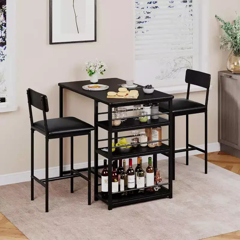 Bar Stools Set of , Upholstered Barstools with Metal Legs, Footrest & Backrest, PU Seat, Kitchen Height Chairs