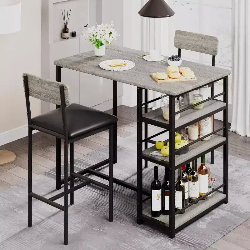 Bar Stools Set of , Upholstered Barstools with Metal Legs, Footrest & Backrest, PU Seat, Kitchen Height Chairs
