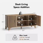 Mid Century TV Stand for 65 Inch TV with Soft Close Doors, Walnut Finish