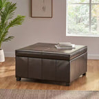 GDFStudio Stanford Contemporary Bonded Leather Channel Stitch Storage Ottoman