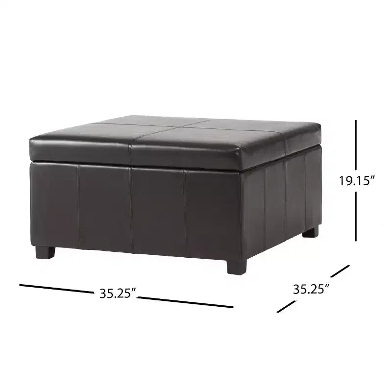 GDFStudio Stanford Contemporary Bonded Leather Channel Stitch Storage Ottoman