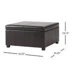 GDFStudio Stanford Contemporary Bonded Leather Channel Stitch Storage Ottoman