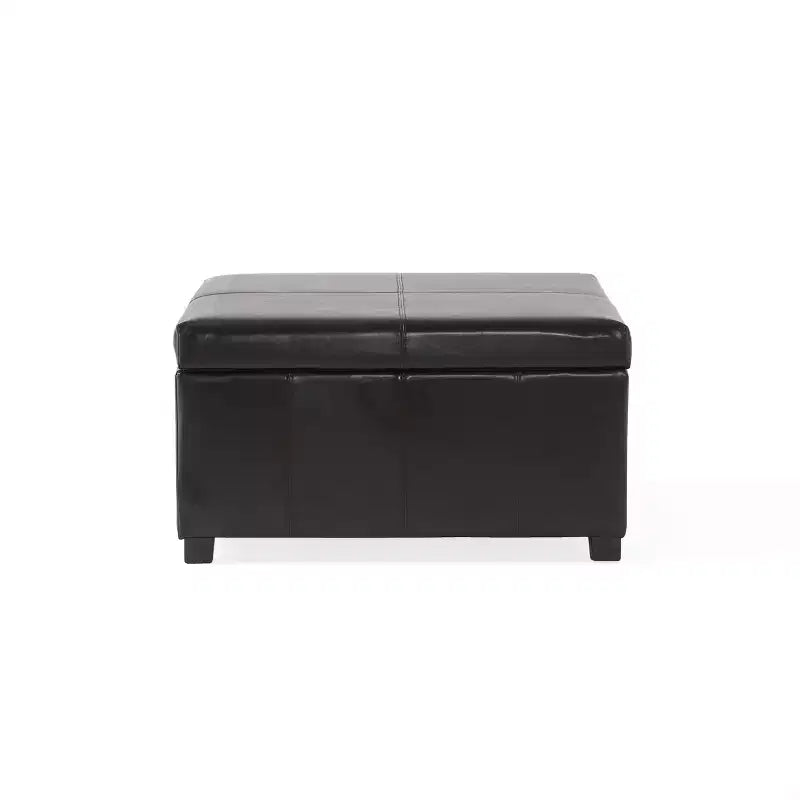 GDFStudio Stanford Contemporary Bonded Leather Channel Stitch Storage Ottoman