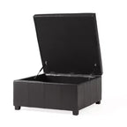 GDFStudio Stanford Contemporary Bonded Leather Channel Stitch Storage Ottoman