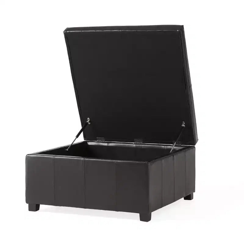 GDFStudio Stanford Contemporary Bonded Leather Channel Stitch Storage Ottoman