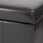 GDFStudio Stanford Contemporary Bonded Leather Channel Stitch Storage Ottoman