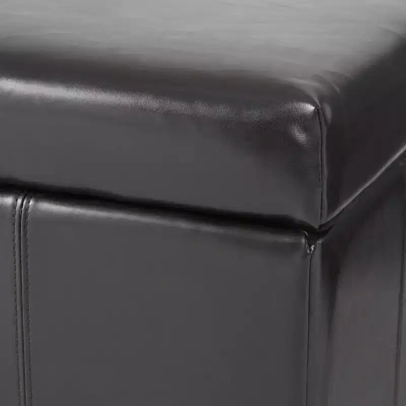 GDFStudio Stanford Contemporary Bonded Leather Channel Stitch Storage Ottoman
