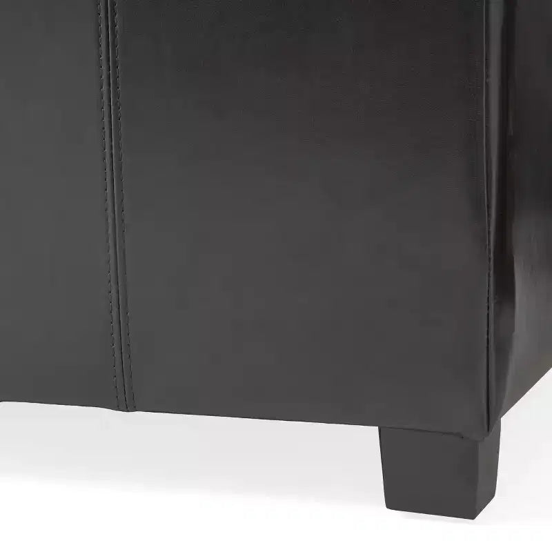 GDFStudio Stanford Contemporary Bonded Leather Channel Stitch Storage Ottoman