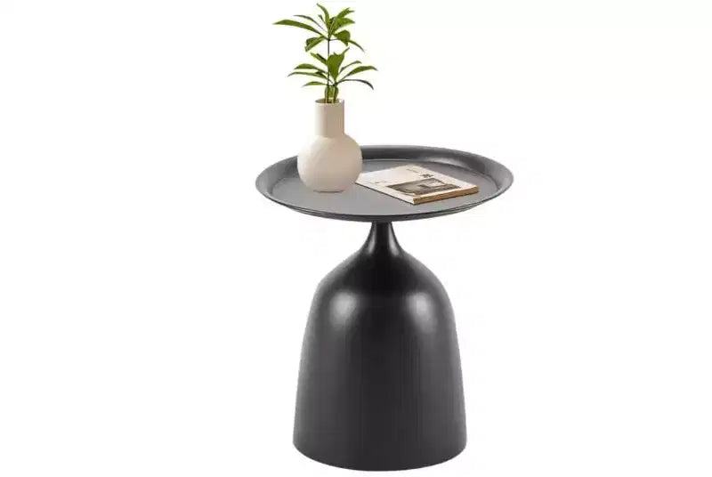 End Table Set of 2, Metal Round Coffee Tables Nightstand with Raised Edges, Modern Small End Table for Living Room Bedroom, Easy Assembly
