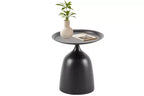 End Table Set of 2, Metal Round Coffee Tables Nightstand with Raised Edges, Modern Small End Table for Living Room Bedroom, Easy Assembly