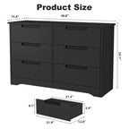 6 Drawer Dresser for Bedroom, 46.8W Wooden Chest of Drawers with Recessed Handles, Clothing Storage Cabinet, Dresser TV Stand for Hallway