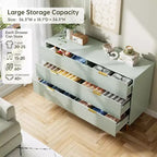 Dresser, Modern 6 Drawer Dresser for Bedroom with Gold Handle and Large Drawer, Wood Double Chest of Drawers and Storage Organizer