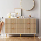 Dresser, Modern 6 Drawer Dresser for Bedroom with Gold Handle and Large Drawer, Wood Double Chest of Drawers and Storage Organizer