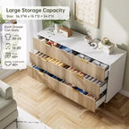 Dresser, Modern 6 Drawer Dresser for Bedroom with Gold Handle and Large Drawer, Wood Double Chest of Drawers and Storage Organizer