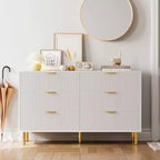 Dresser, Modern 6 Drawer Dresser for Bedroom with Gold Handle and Large Drawer, Wood Double Chest of Drawers and Storage Organizer