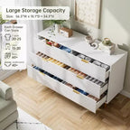 Dresser, Modern 6 Drawer Dresser for Bedroom with Gold Handle and Large Drawer, Wood Double Chest of Drawers and Storage Organizer