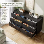 Dresser, Modern 6 Drawer Dresser for Bedroom with Gold Handle and Large Drawer, Wood Double Chest of Drawers and Storage Organizer