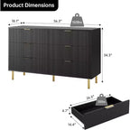 Dresser, Modern 6 Drawer Dresser for Bedroom with Gold Handle and Large Drawer, Wood Double Chest of Drawers and Storage Organizer