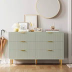 Dresser, Modern 6 Drawer Dresser for Bedroom with Gold Handle and Large Drawer, Wood Double Chest of Drawers and Storage Organizer