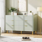 Dresser, Modern 6 Drawer Dresser for Bedroom with Gold Handle and Large Drawer, Wood Double Chest of Drawers and Storage Organizer