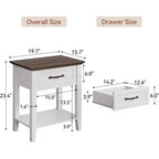 Nightstand with Drawer and 2-Tier Storage Shelves, Versatile End Table for Bedroom, Living Room, Dorm, and Small Spaces