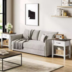 Nightstand with Drawer and 2-Tier Storage Shelves, Versatile End Table for Bedroom, Living Room, Dorm, and Small Spaces