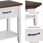 Nightstand with Drawer and 2-Tier Storage Shelves, Versatile End Table for Bedroom, Living Room, Dorm, and Small Spaces