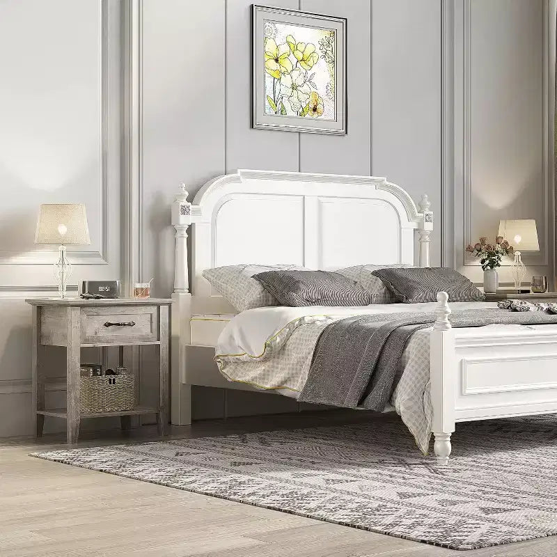 Nightstand with Drawer and 2-Tier Storage Shelves, Versatile End Table for Bedroom, Living Room, Dorm, and Small Spaces