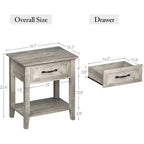 Nightstand with Drawer and 2-Tier Storage Shelves, Versatile End Table for Bedroom, Living Room, Dorm, and Small Spaces