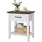 Nightstand with Drawer and 2-Tier Storage Shelves, Versatile End Table for Bedroom, Living Room, Dorm, and Small Spaces