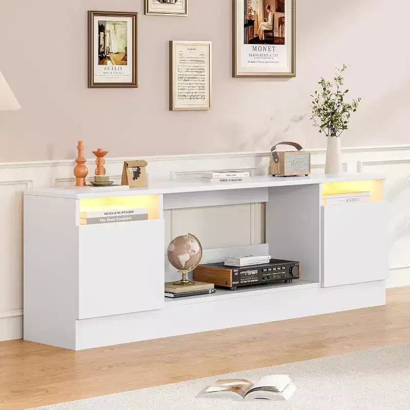 TV Stand for TV Up to 75 Inch, Modern Entertainment Center with Storage Cabinet, Fits into 36 Electric Fireplace
