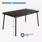 Iron Dining Table - Built-In Tempered Glass Tabletop, Cut-Off Design, Durable Metal Frame, Modern Glass Top Dining Table
