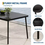Iron Dining Table - Built-In Tempered Glass Tabletop, Cut-Off Design, Durable Metal Frame, Modern Glass Top Dining Table