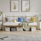 Gold Metal Twin Daybed, Single Bed, Steel Slat Support, Modern Space-Saving Frame