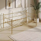 Gold Metal Twin Daybed, Single Bed, Steel Slat Support, Modern Space-Saving Frame