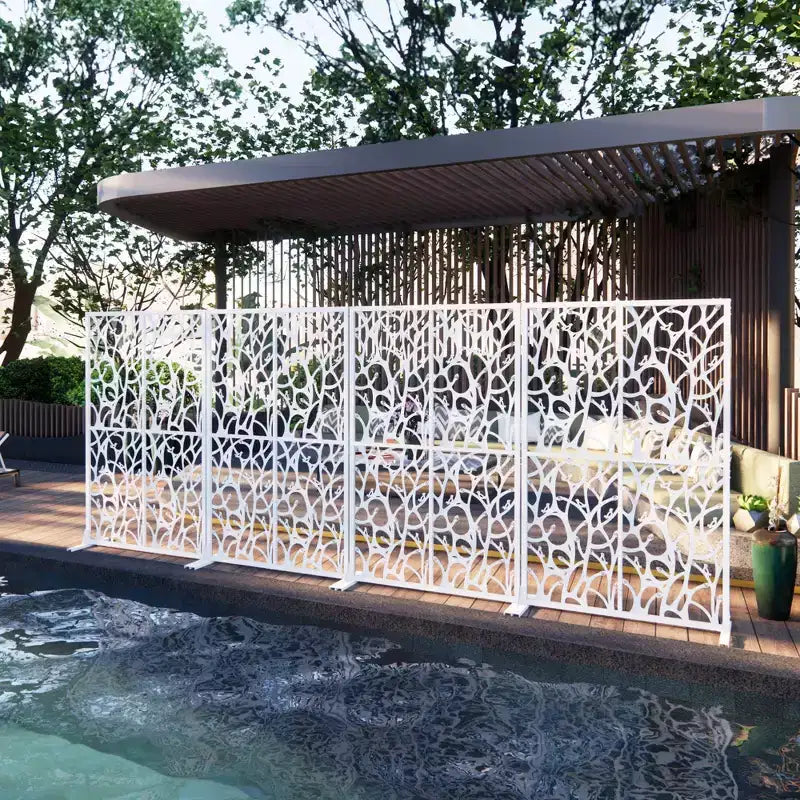 MAYEERTY 3.86Ft Black Bird Iron Privacy Screen, Freestanding Indoor Outdoor Divider