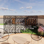MAYEERTY 3.86Ft Black Bird Iron Privacy Screen, Freestanding Indoor Outdoor Divider