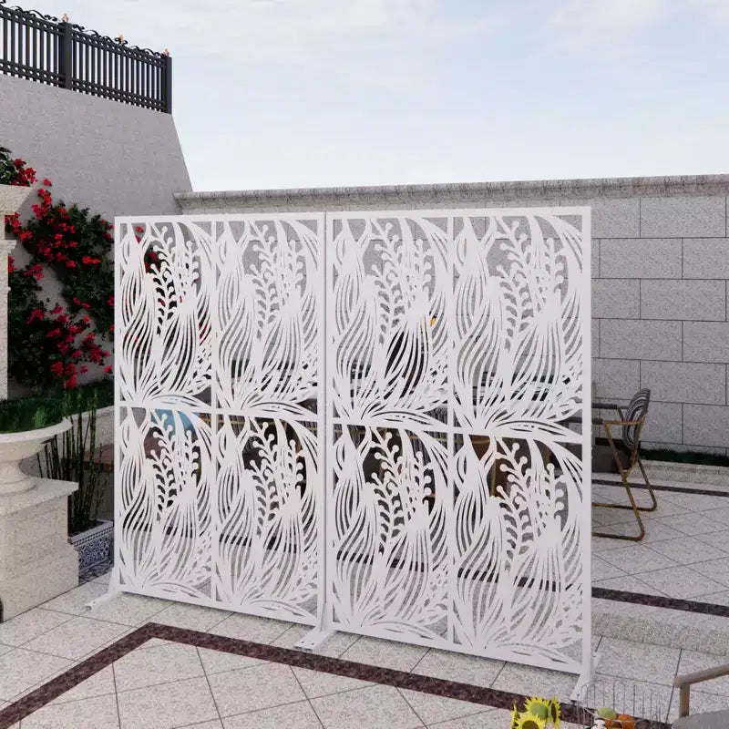 MAYEERTY 3.86Ft Black Bird Iron Privacy Screen, Freestanding Indoor Outdoor Divider
