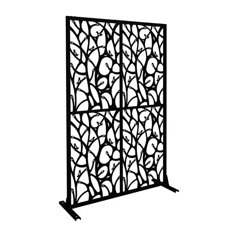 MAYEERTY 3.86Ft Black Bird Iron Privacy Screen, Freestanding Indoor Outdoor Divider