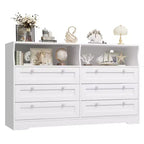 55 Inch Wooden 6 Drawer Dresser for Bedroom with Led Light, and Large Capacity Storage, Wide Storage Dressers Organizer for Closet and Living Room