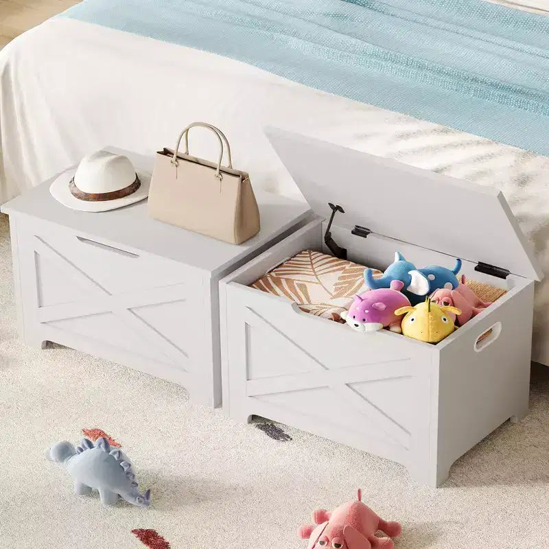MDF Shaped Legs Storage Stool 23.6 Inches with Unique Shaped Legs, Durable MDF Construction, Space-Saving Storage, Stylish Design, and Versatile Use