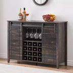 Acekool Bar Cabinet, 47 Buffet Server Sideboard with Sliding Barn Doors, Farmhouse Storage Cabinet with Adjustable Shelf for Dining Room Dark Brown