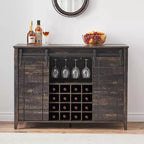 Acekool Bar Cabinet, 47 Buffet Server Sideboard with Sliding Barn Doors, Farmhouse Storage Cabinet with Adjustable Shelf for Dining Room Dark Brown
