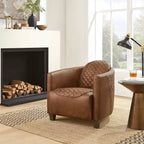 Art Leon Leather Accent Chair with Quilted Design for Timeless Comfort
