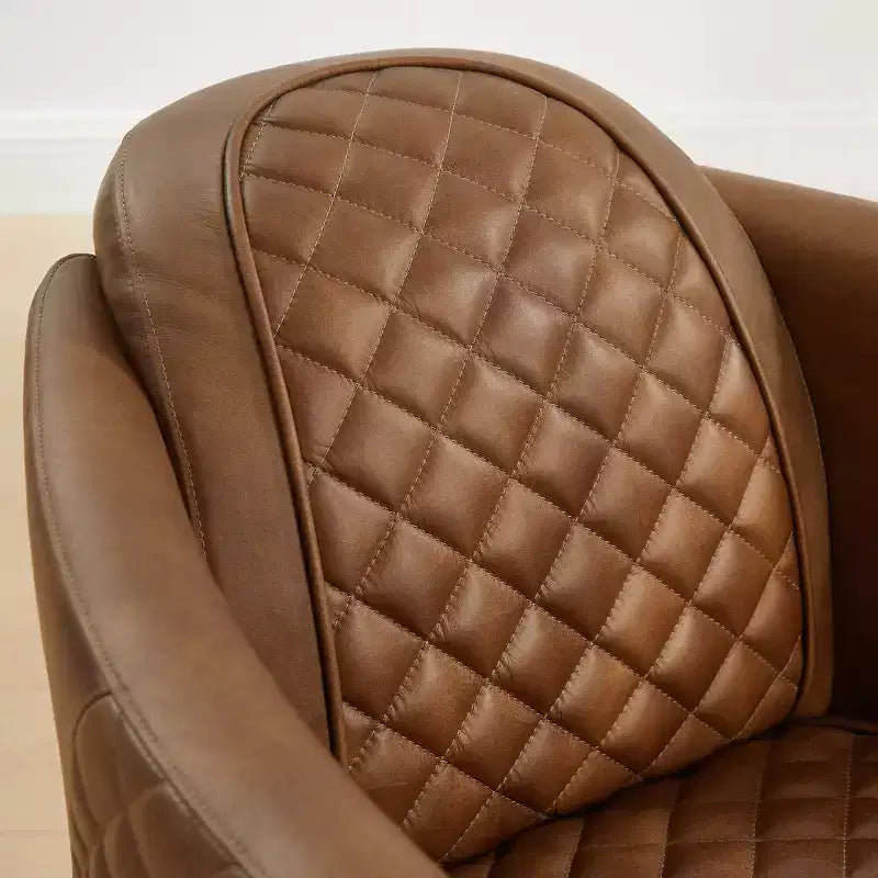 Art Leon Leather Accent Chair with Quilted Design for Timeless Comfort
