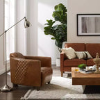 Art Leon Leather Accent Chair with Quilted Design for Timeless Comfort